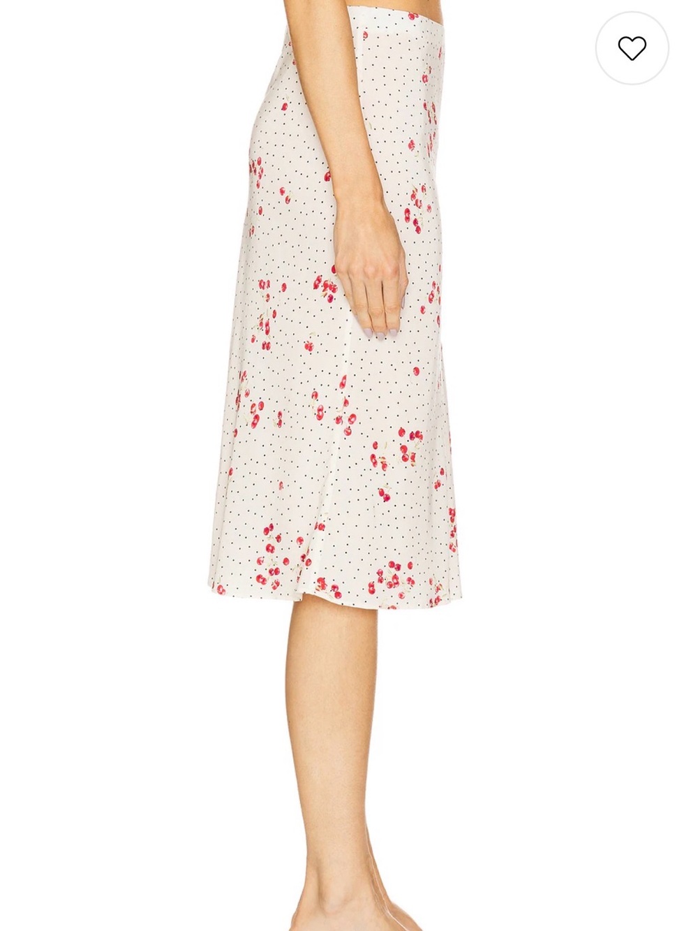 L'Academie Cream Midi Skirt with Pink Floral and Black Polka Dots